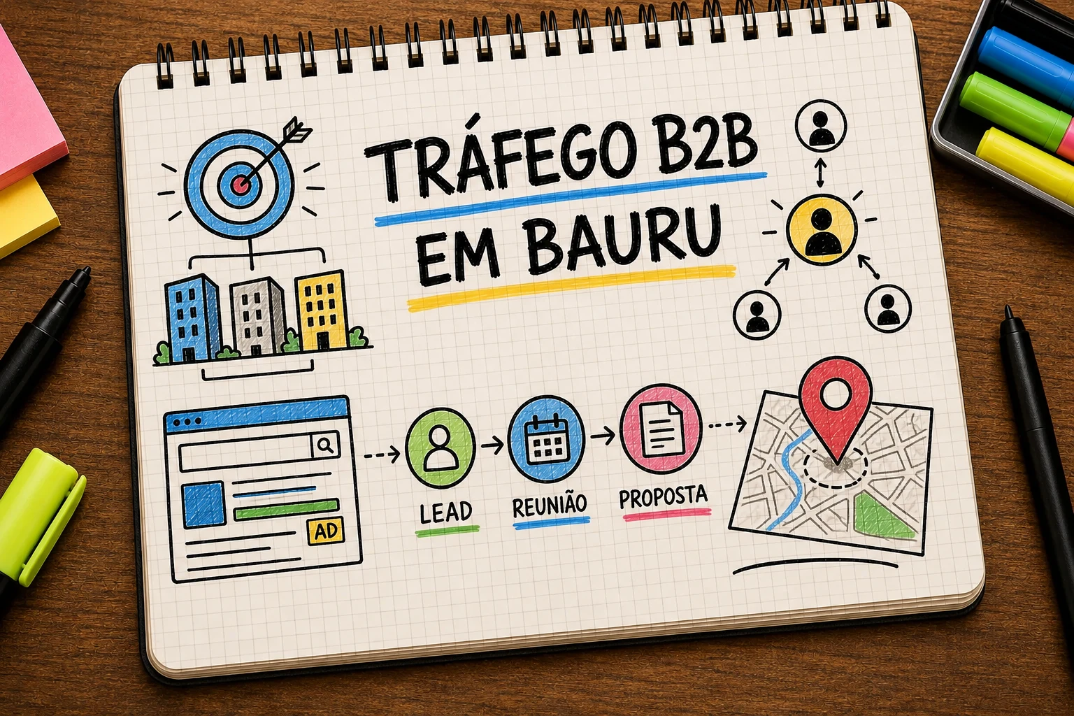 Tráfego pago B2B em Bauru conectando contas, decisores, CRM e oportunidades