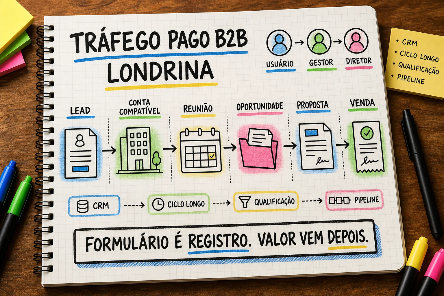 Tráfego pago B2B em Londrina conectando contas, reuniões e oportunidades comerciais