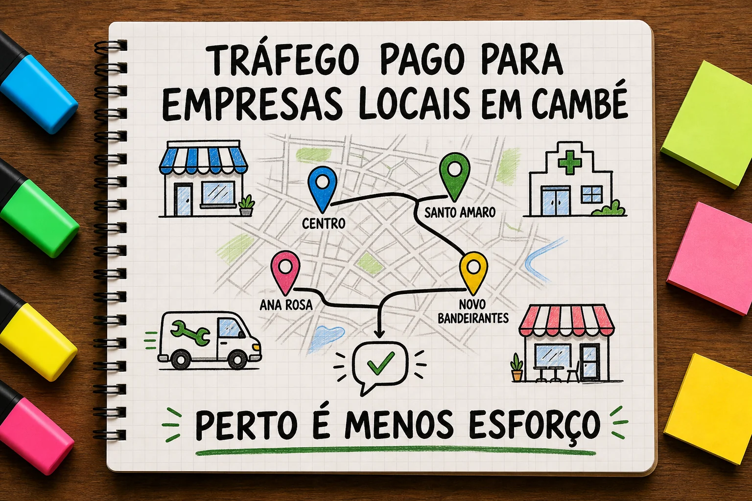 Mapa de Cambé liga bairros e negócios em campanha de tráfego pago local