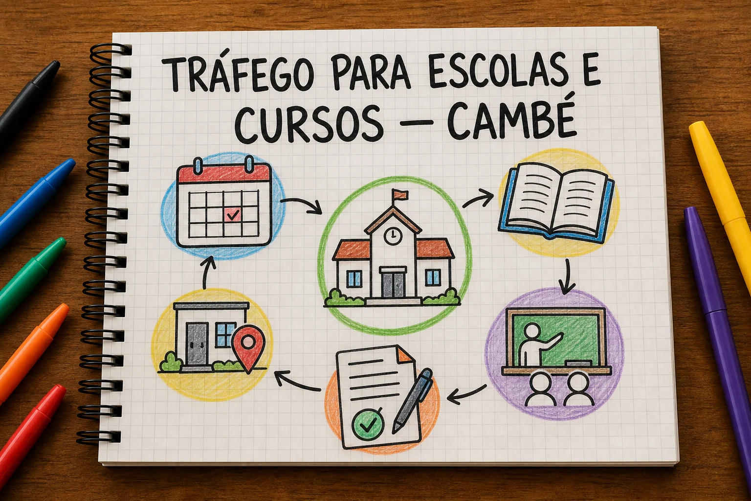 Tráfego pago para escolas e cursos em Cambé, com planejamento, métricas e decisões comerciais