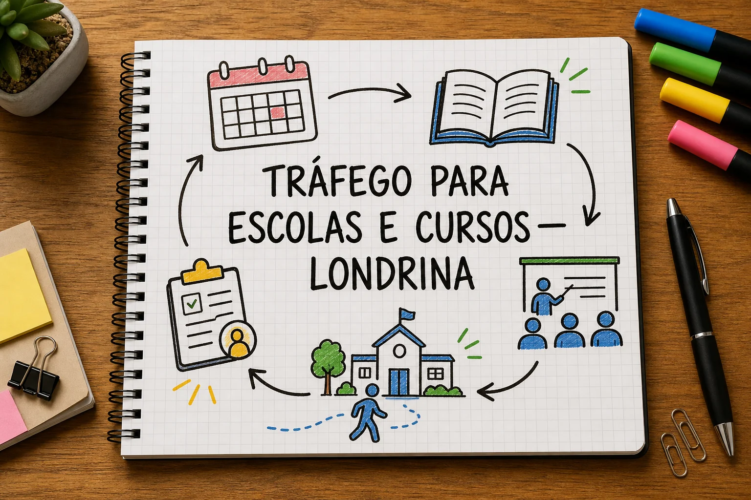 Tráfego pago para escolas e cursos em Londrina, com planejamento, métricas e decisões comerciais