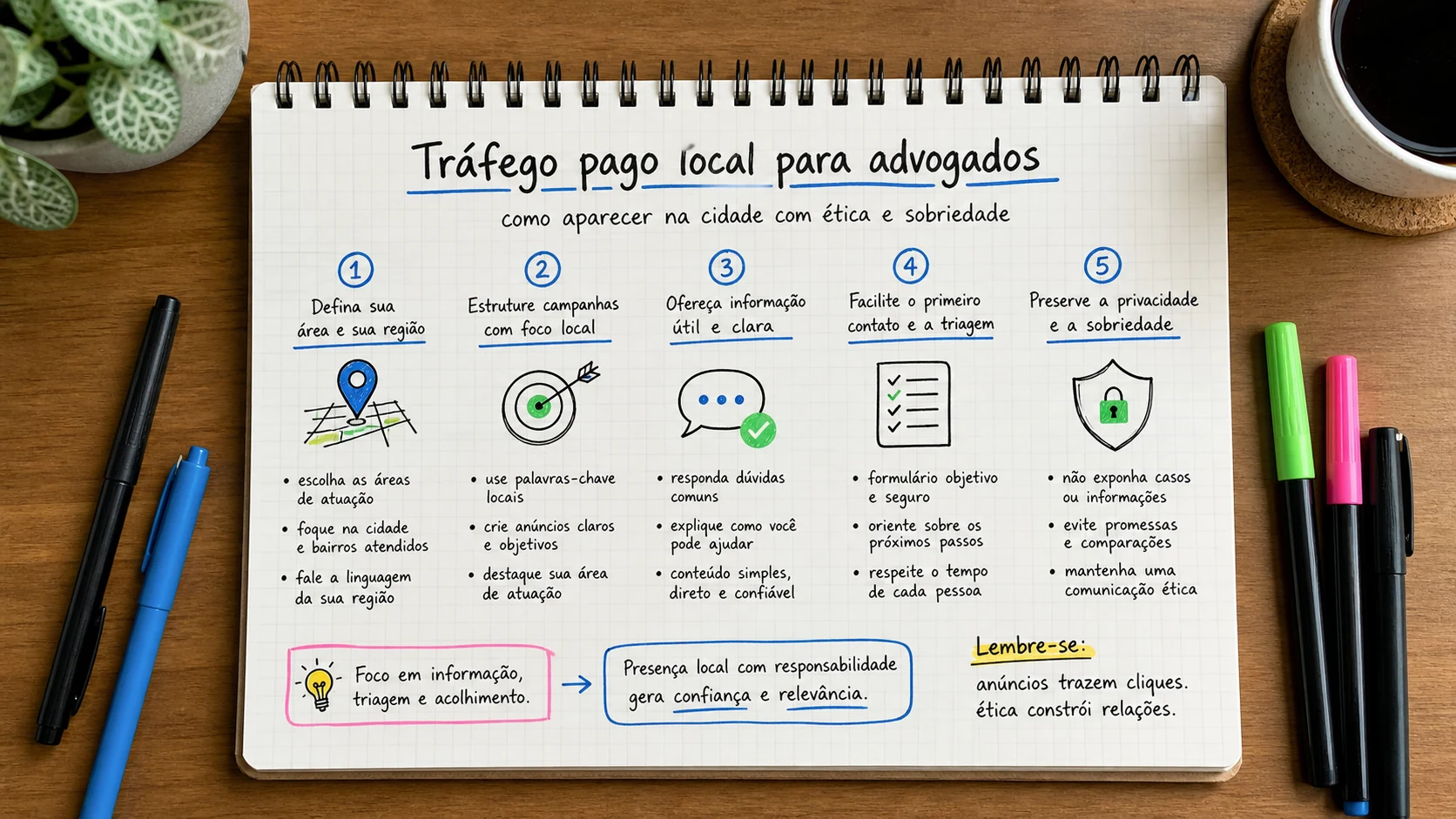 Infográfico sobre tráfego pago local para advogados aplicado a escritórios de advocacia.