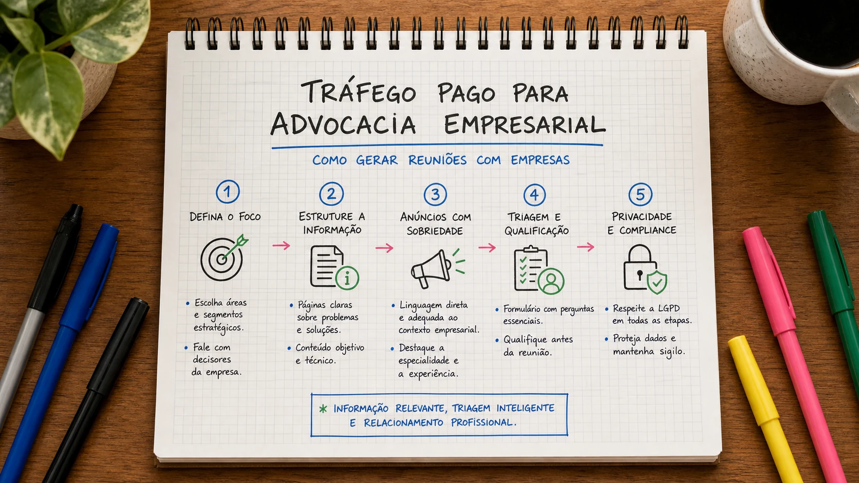 Infográfico sobre tráfego pago para advocacia empresarial aplicado a escritórios de advocacia.
