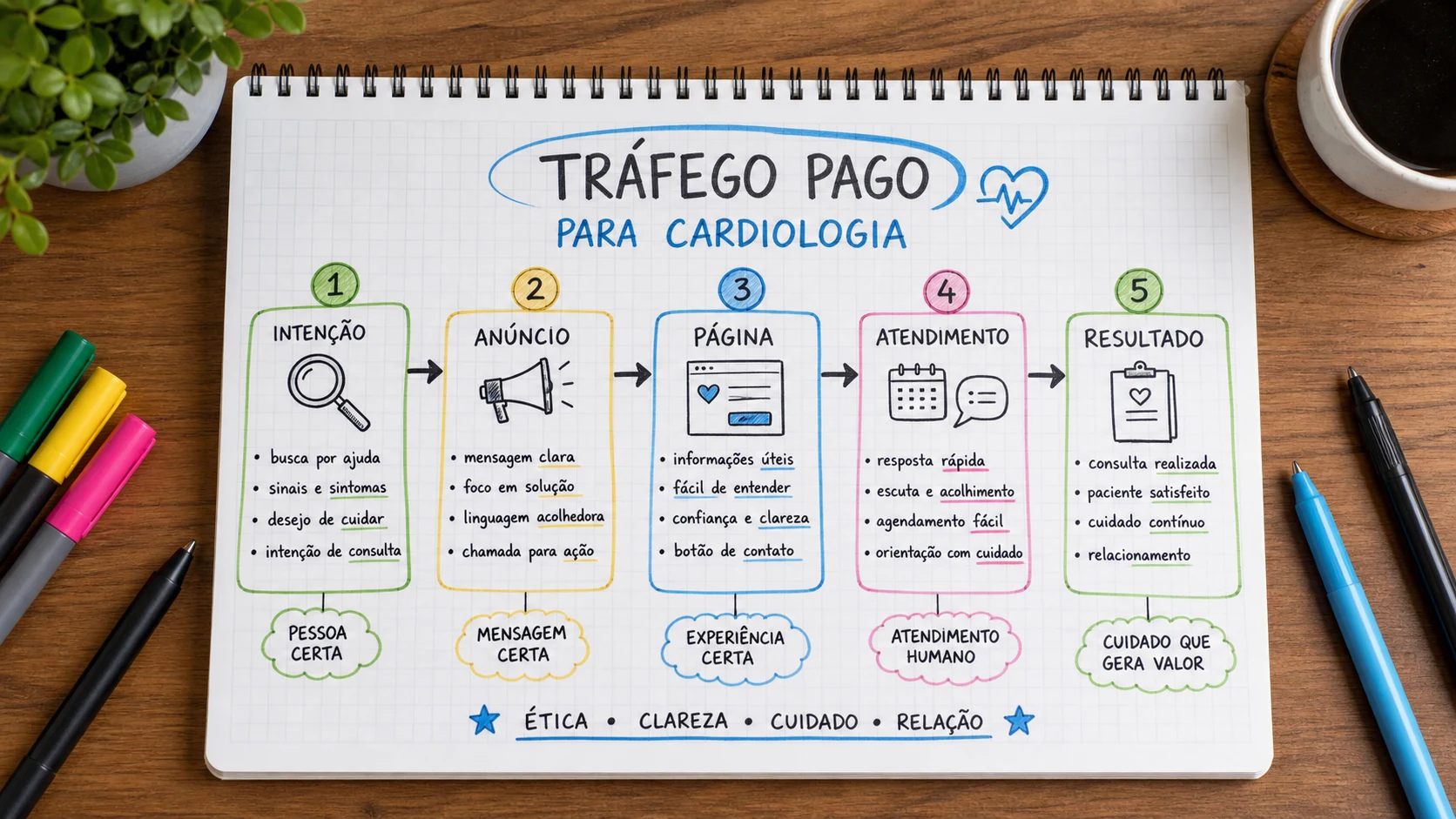 Infográfico sobre tráfego pago para cardiologia aplicado a clínicas médicas.