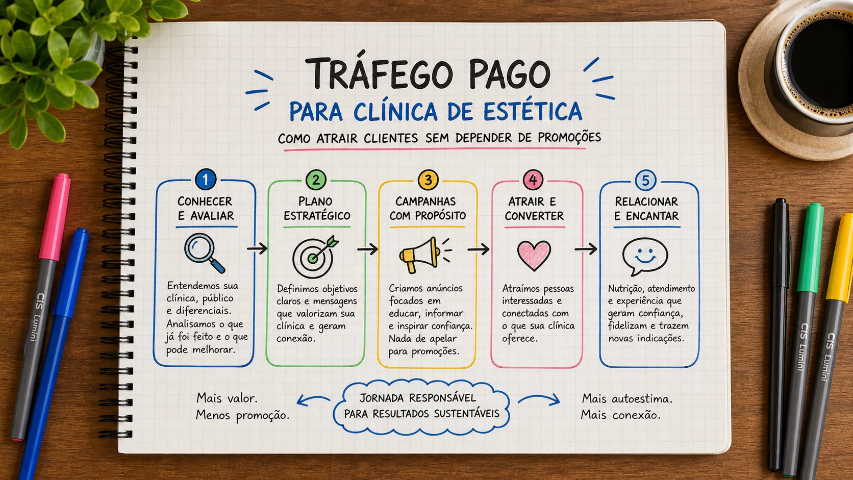 Infográfico sobre tráfego pago para clínica de estética aplicado a clínicas de estética.