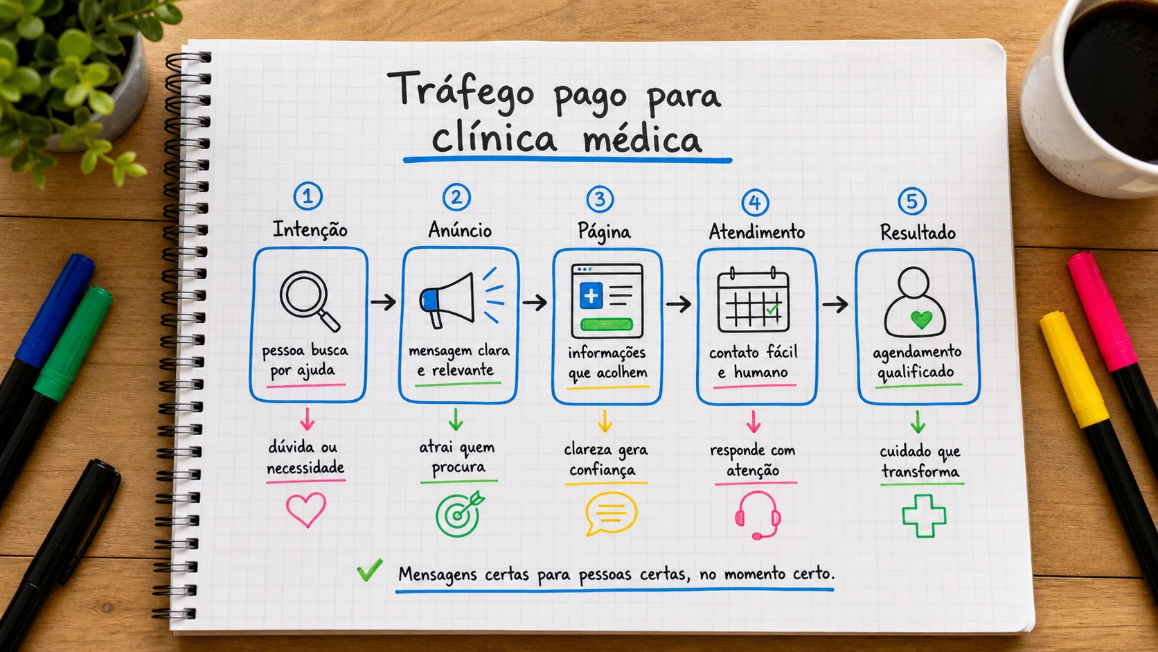 Infográfico sobre tráfego pago para clínica médica aplicado a clínicas médicas.