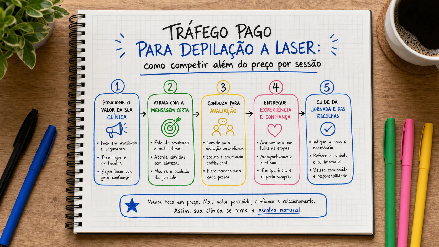 Infográfico sobre tráfego pago para depilação a laser aplicado a clínicas de estética.