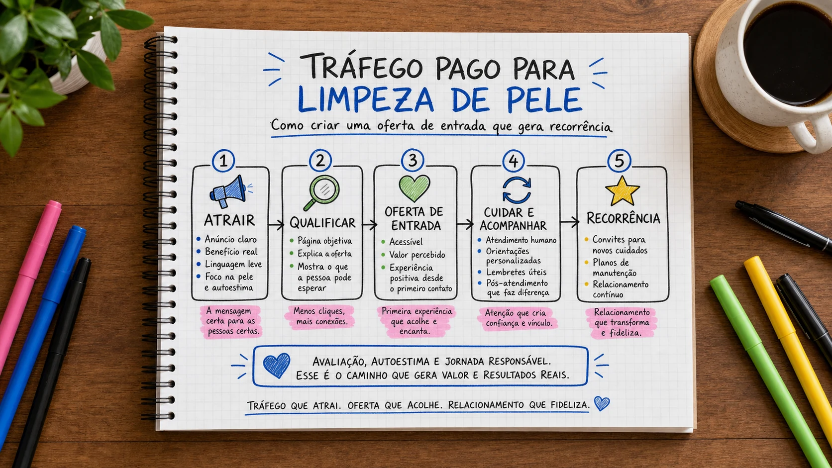 Infográfico sobre tráfego pago para limpeza de pele aplicado a clínicas de estética.