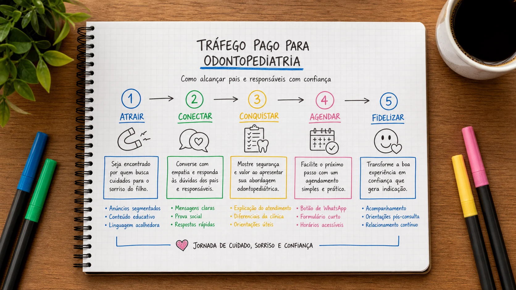 Infográfico sobre tráfego pago para odontopediatria aplicado a clínicas odontológicas.