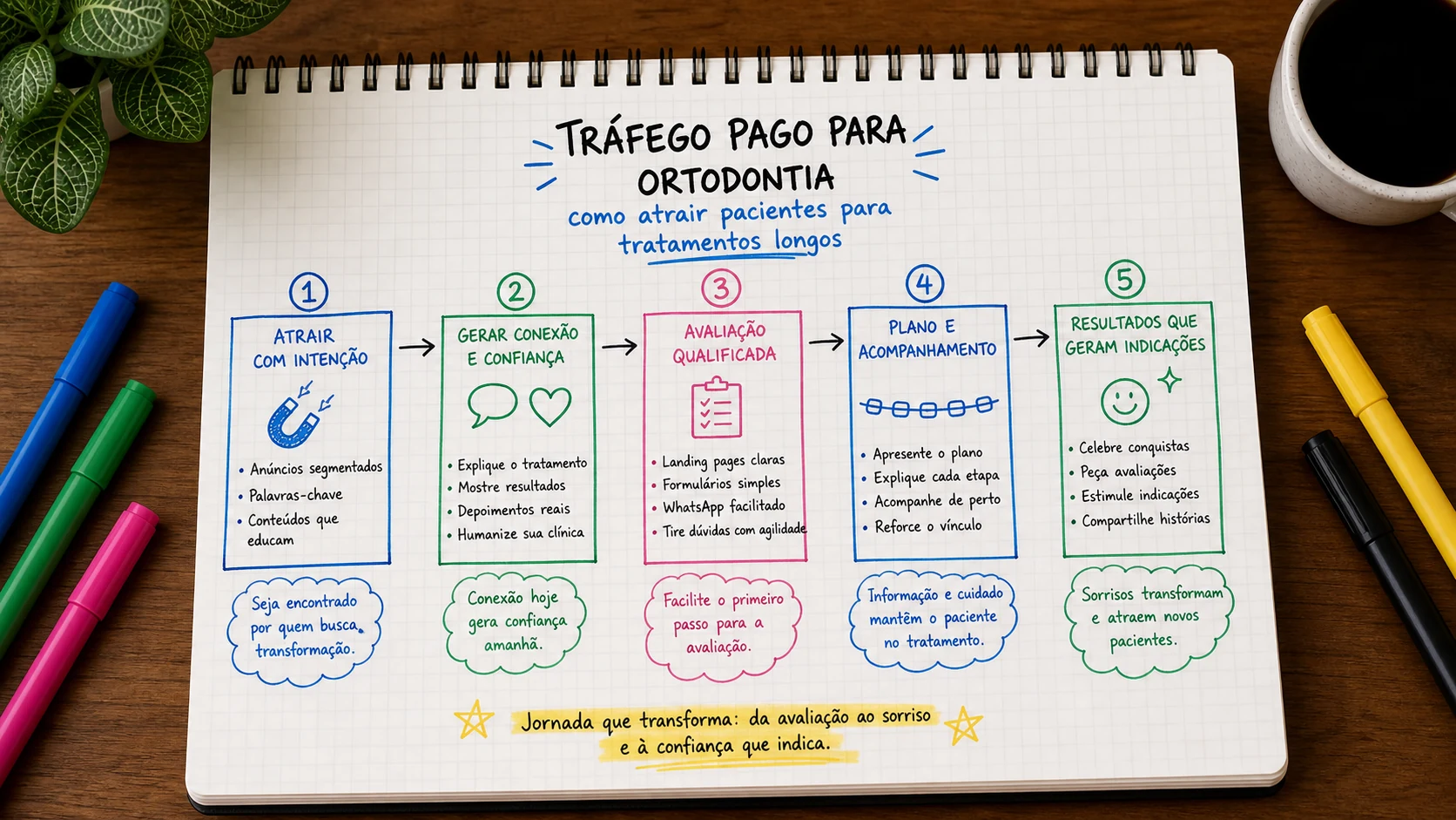 Infográfico sobre tráfego pago para ortodontia aplicado a clínicas odontológicas.