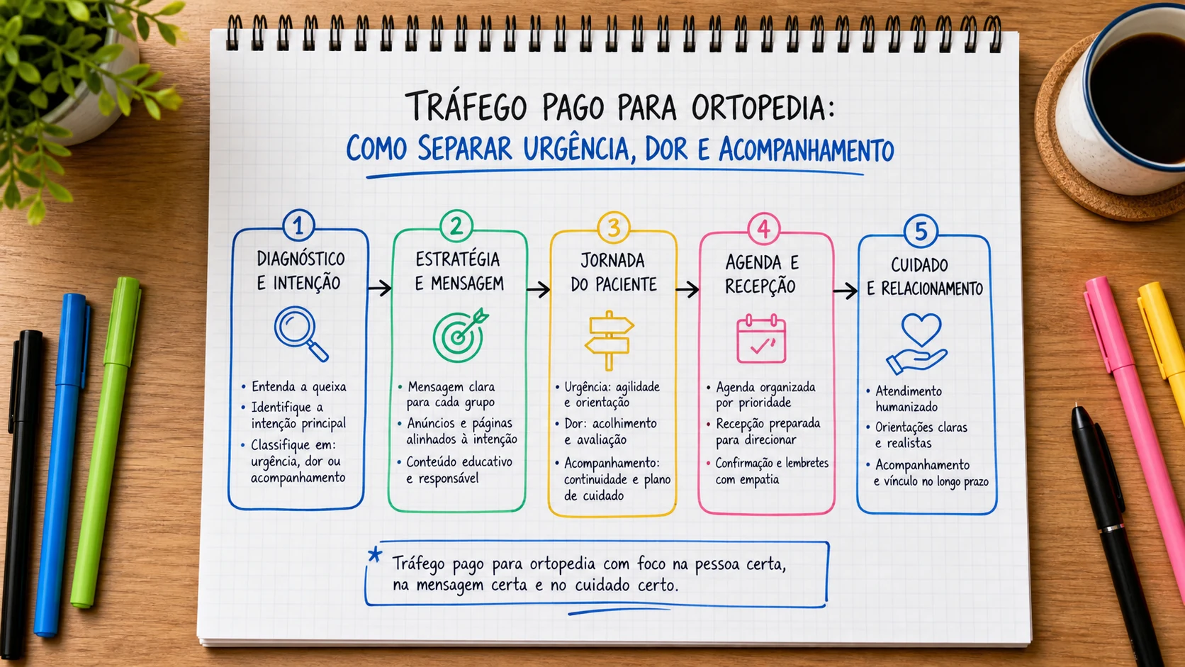 Infográfico sobre tráfego pago para ortopedia aplicado a clínicas médicas.