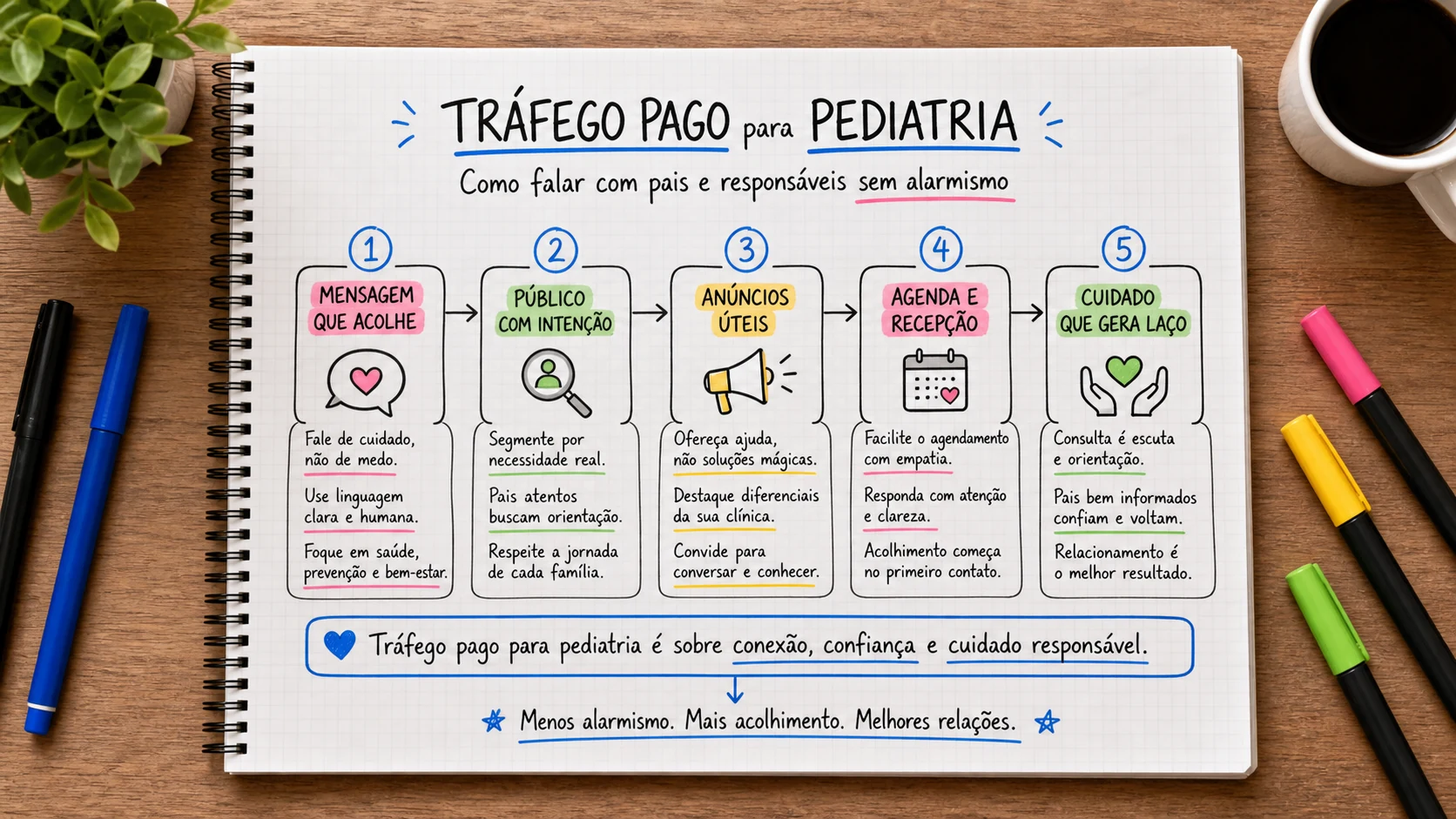 Infográfico sobre tráfego pago para pediatria aplicado a clínicas médicas.
