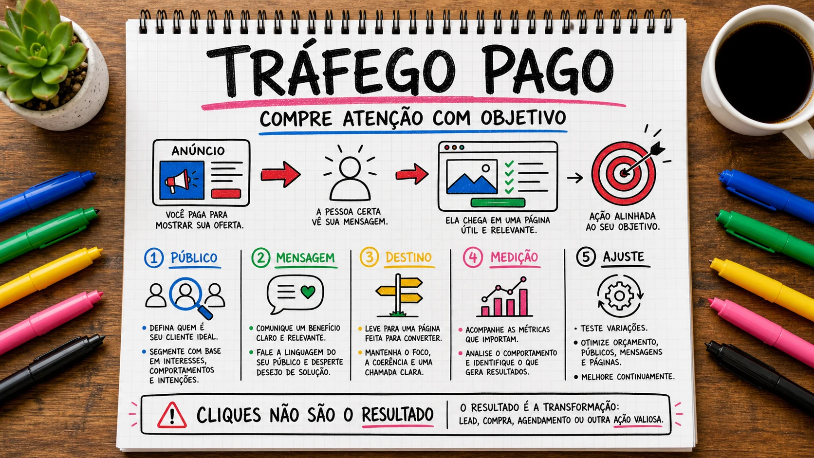 Tráfego pago representado em uma cena editorial sobre escolha, contexto e decisão.