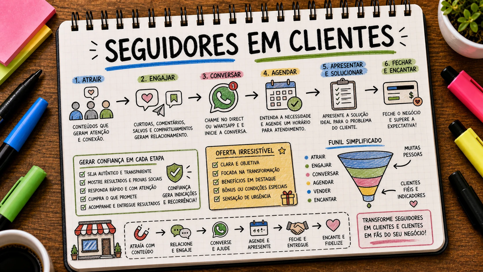 Transformar seguidores em clientes com conteúdo, CTA, prova social e WhatsApp