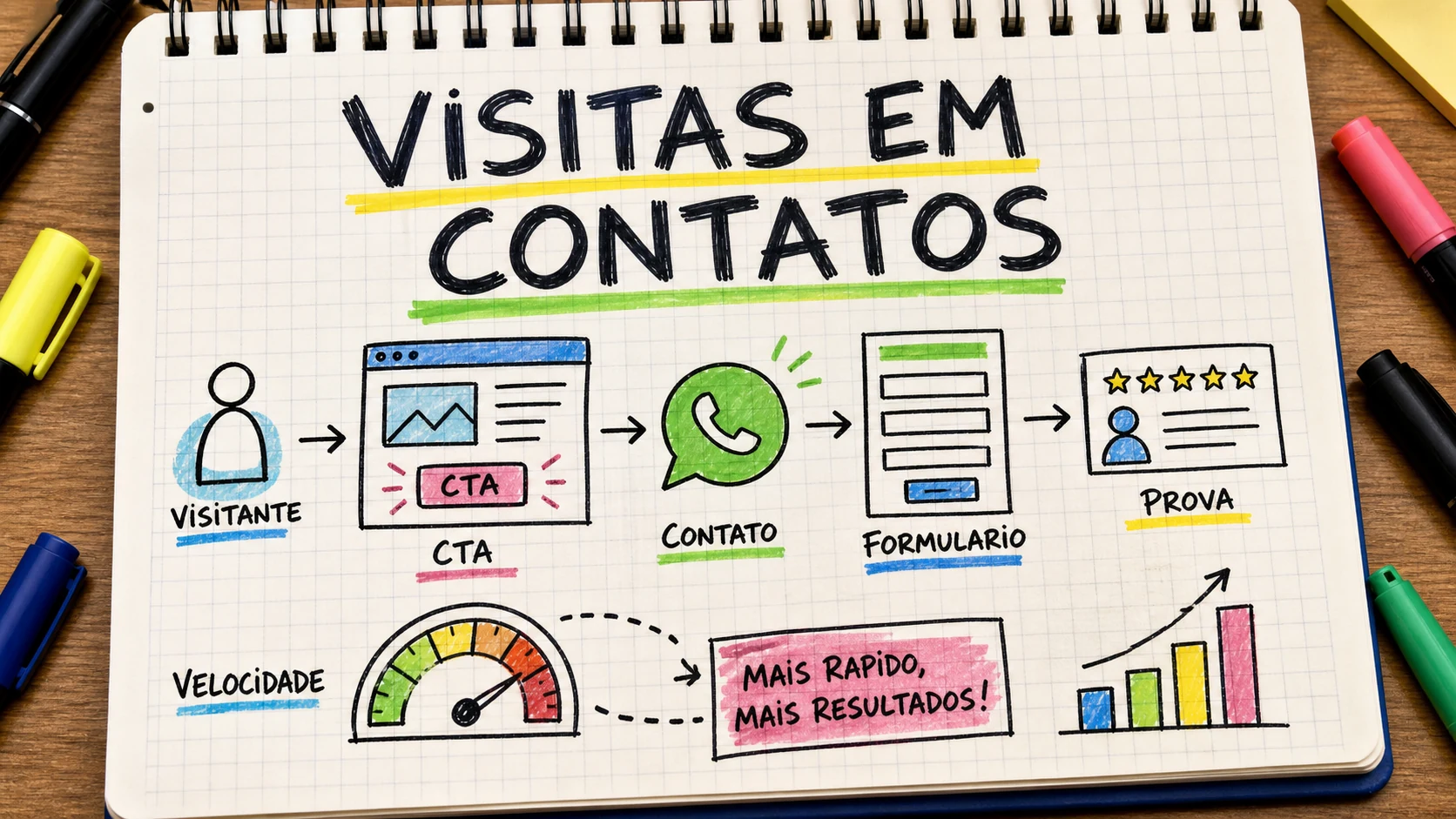 Transformar visitas em contatos com página clara, WhatsApp e prova social