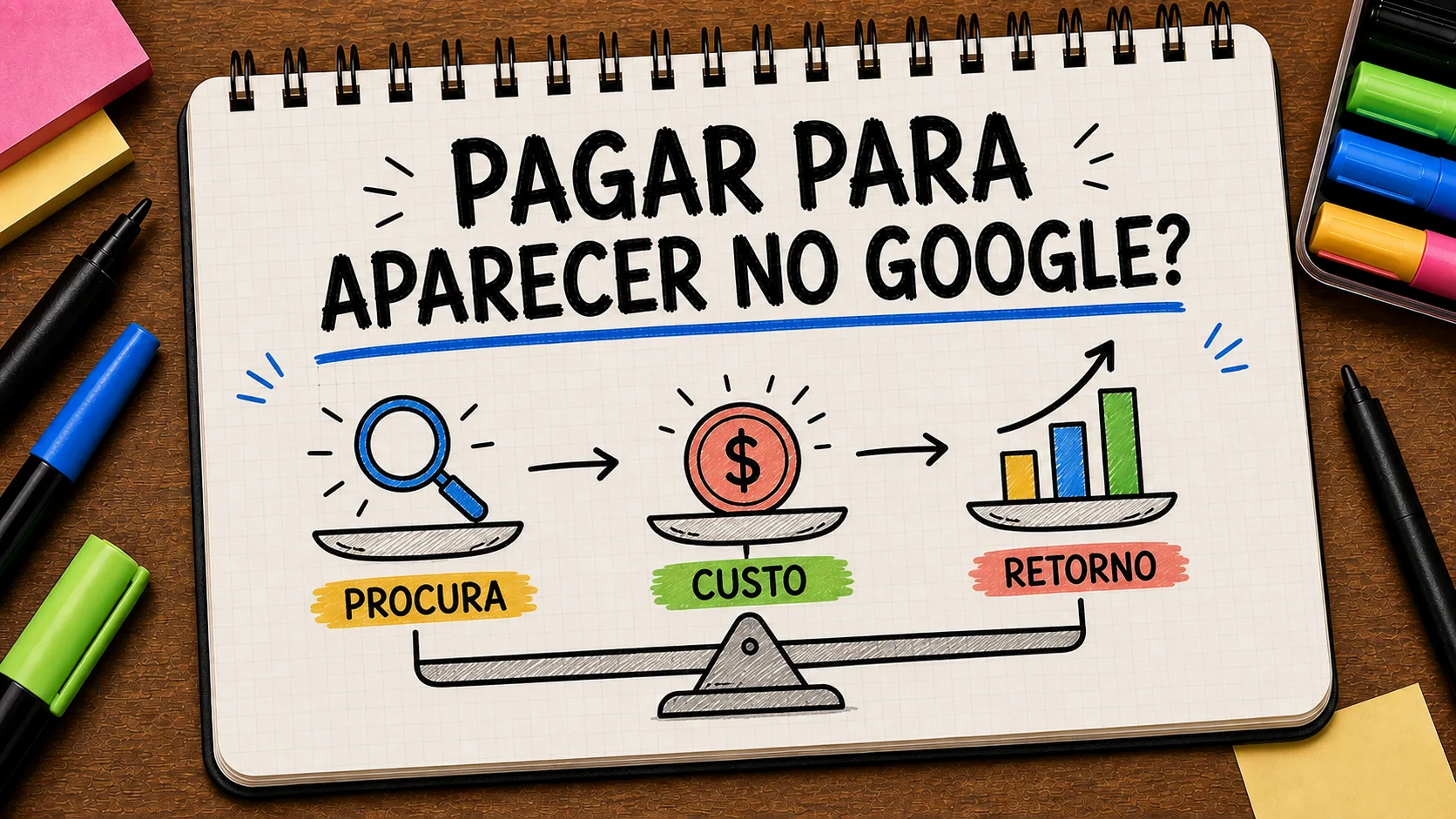 vale a pena pagar para aparecer no Google representado como caminho entre anúncio, contato e