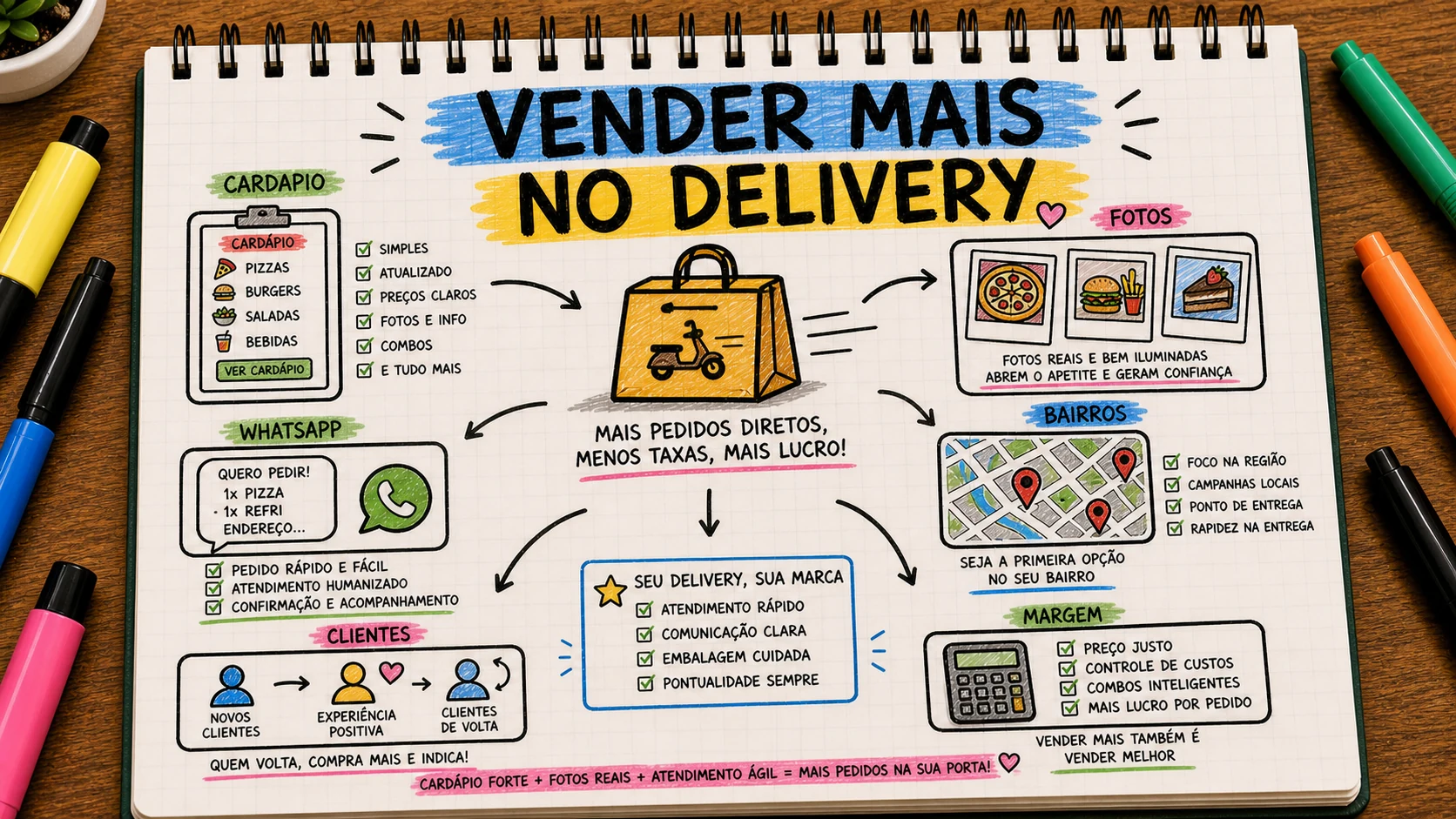 Como vender mais no delivery em Bauru com cardápio, WhatsApp e bairros